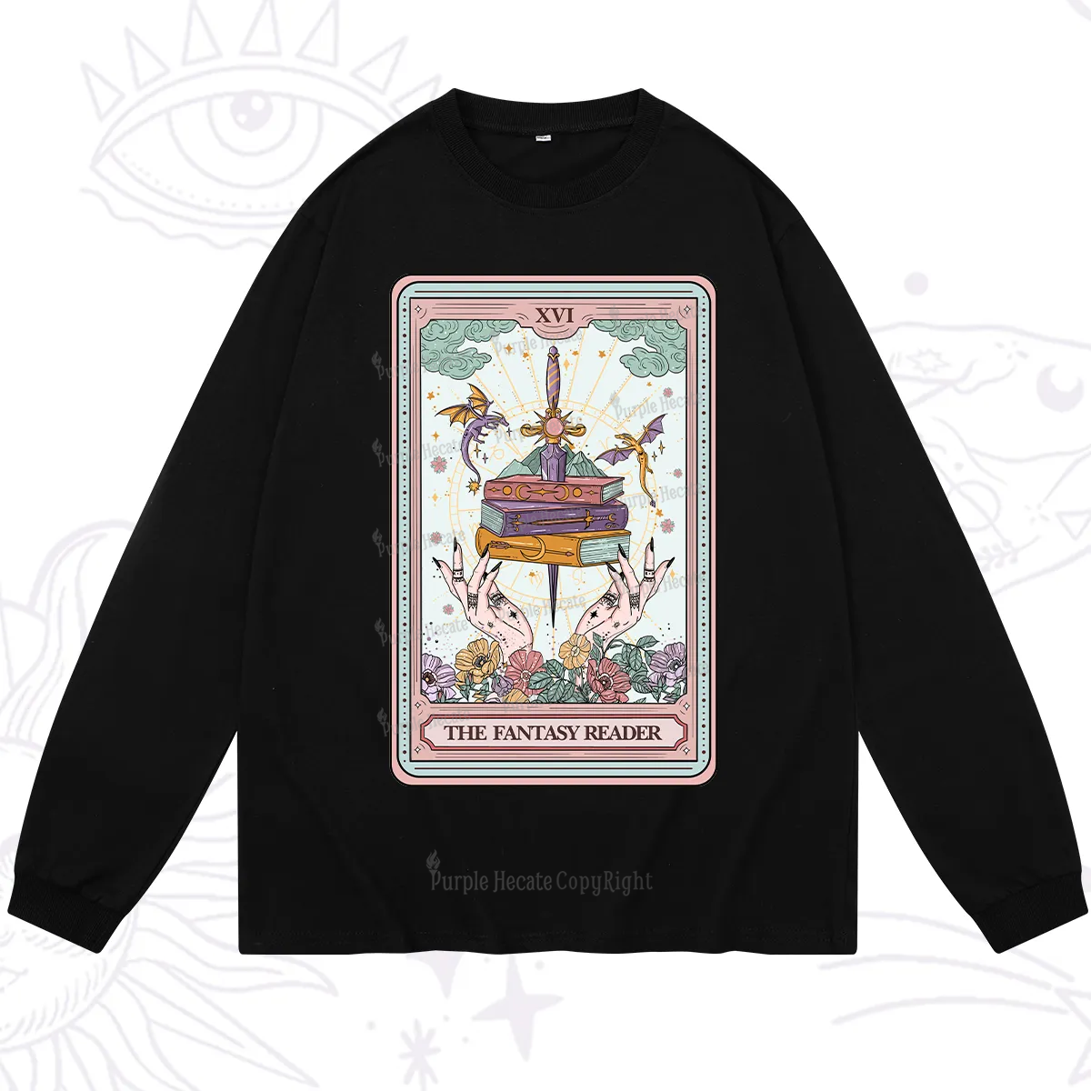 Purplehecate The Fantasy Reader Tarot Long Sleeve T-Shirt