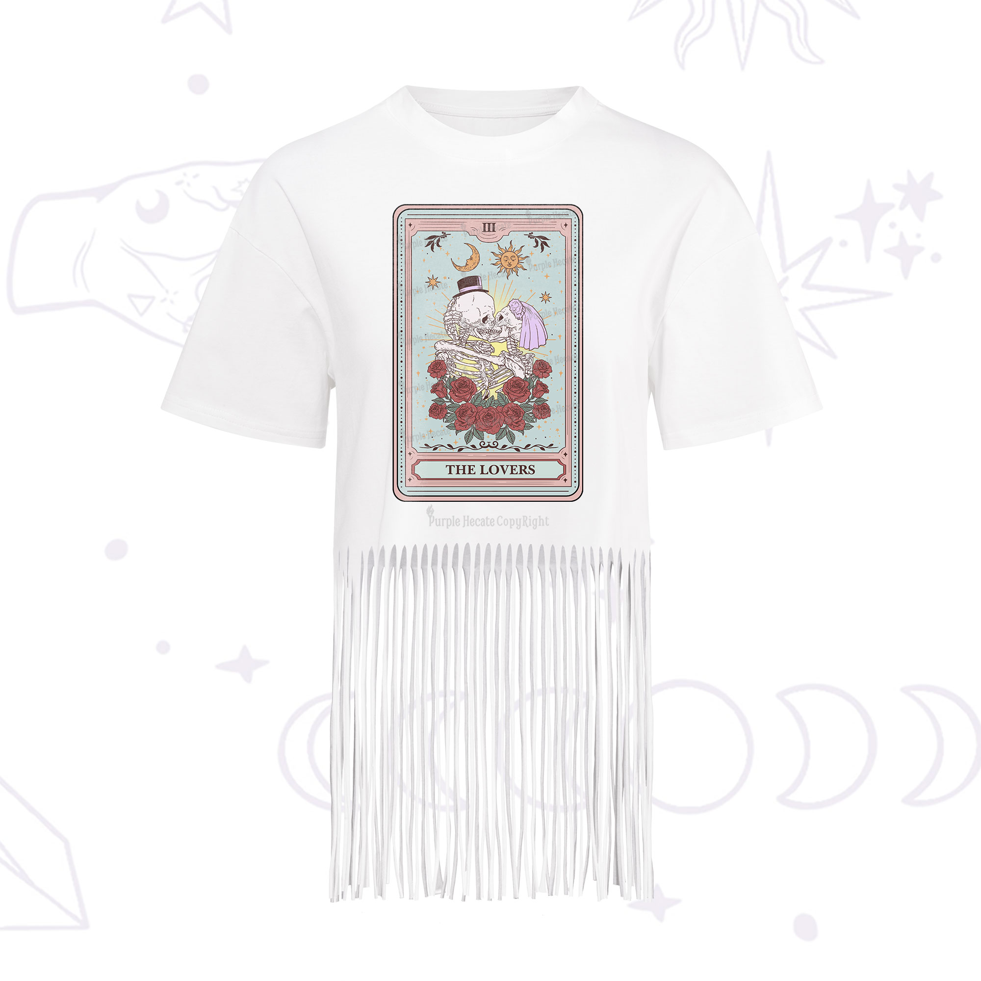 Purplehecate The Lovers Tarot Fringe Hem T-Shirt