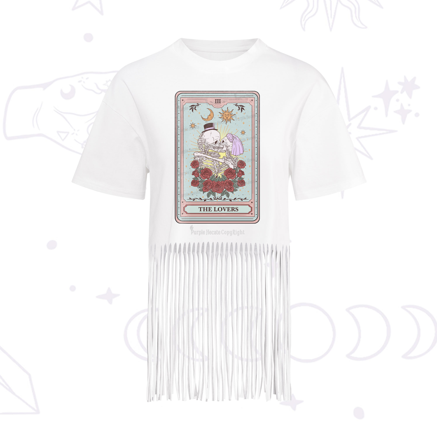 Purplehecate The Lovers Tarot Fringe Hem T-Shirt