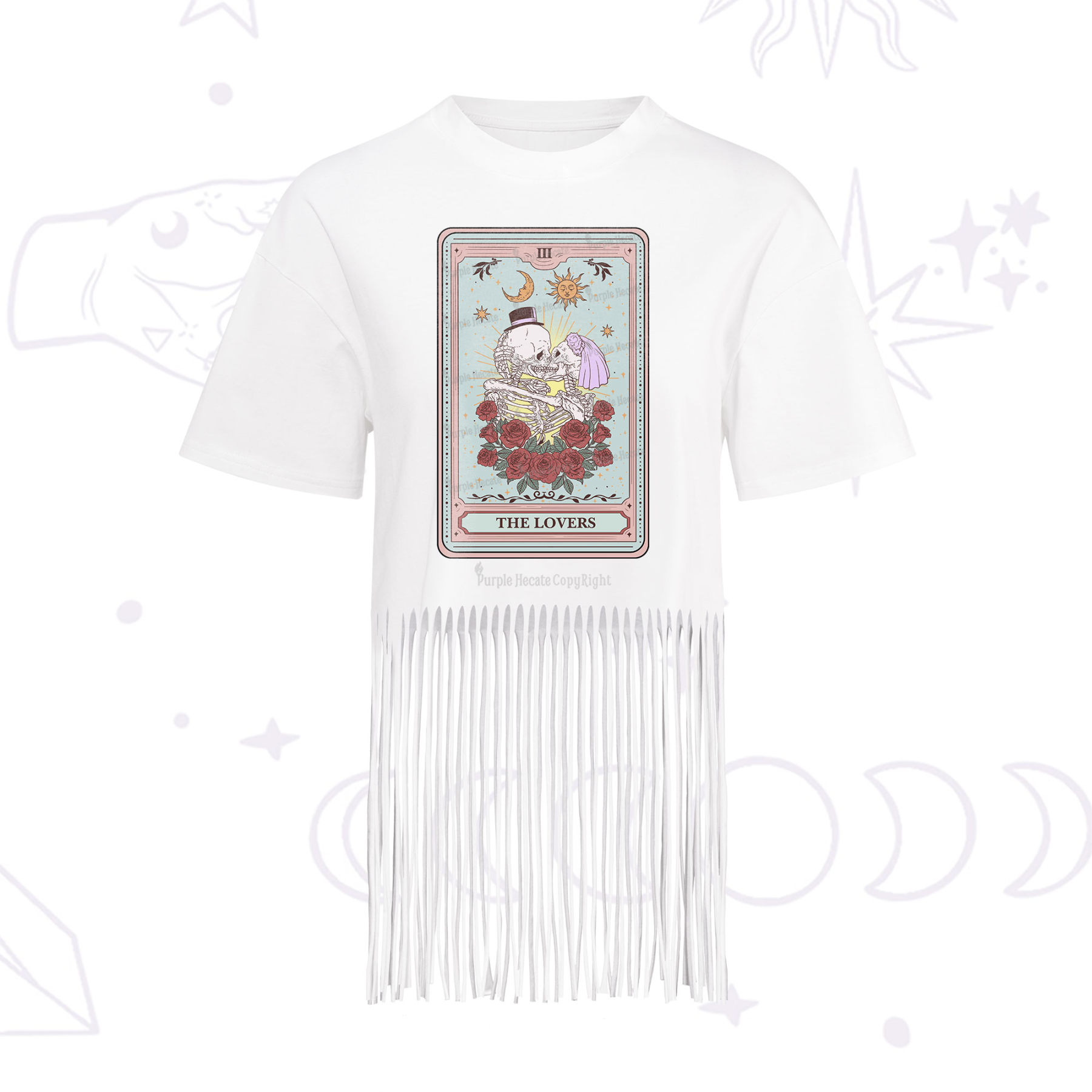 Purplehecate The Lovers Tarot Fringe Hem T-Shirt