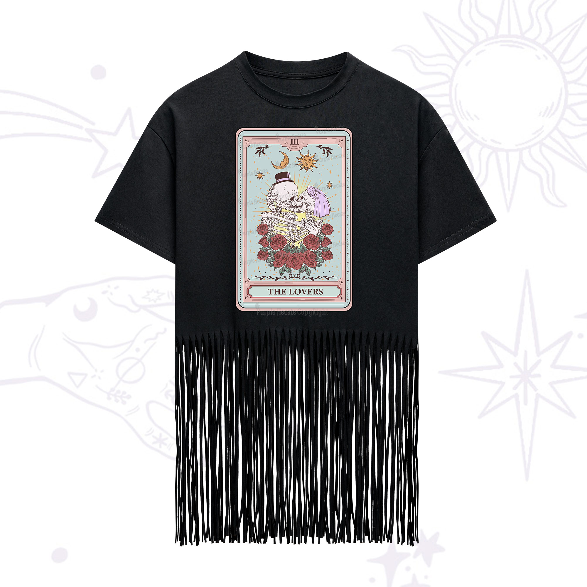Purplehecate The Lovers Tarot Fringe Hem T-Shirt