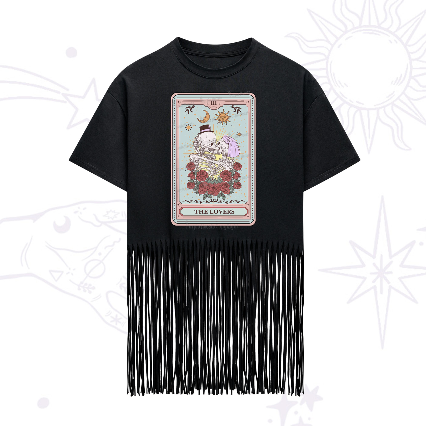 Purplehecate The Lovers Tarot Fringe Hem T-Shirt