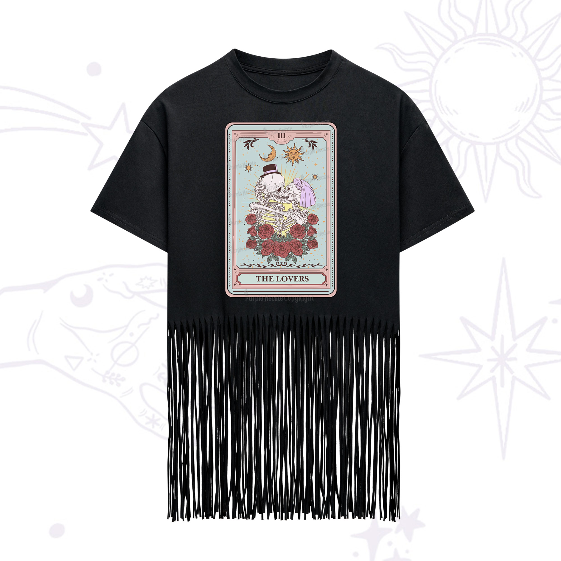 Purplehecate The Lovers Tarot Fringe Hem T-Shirt