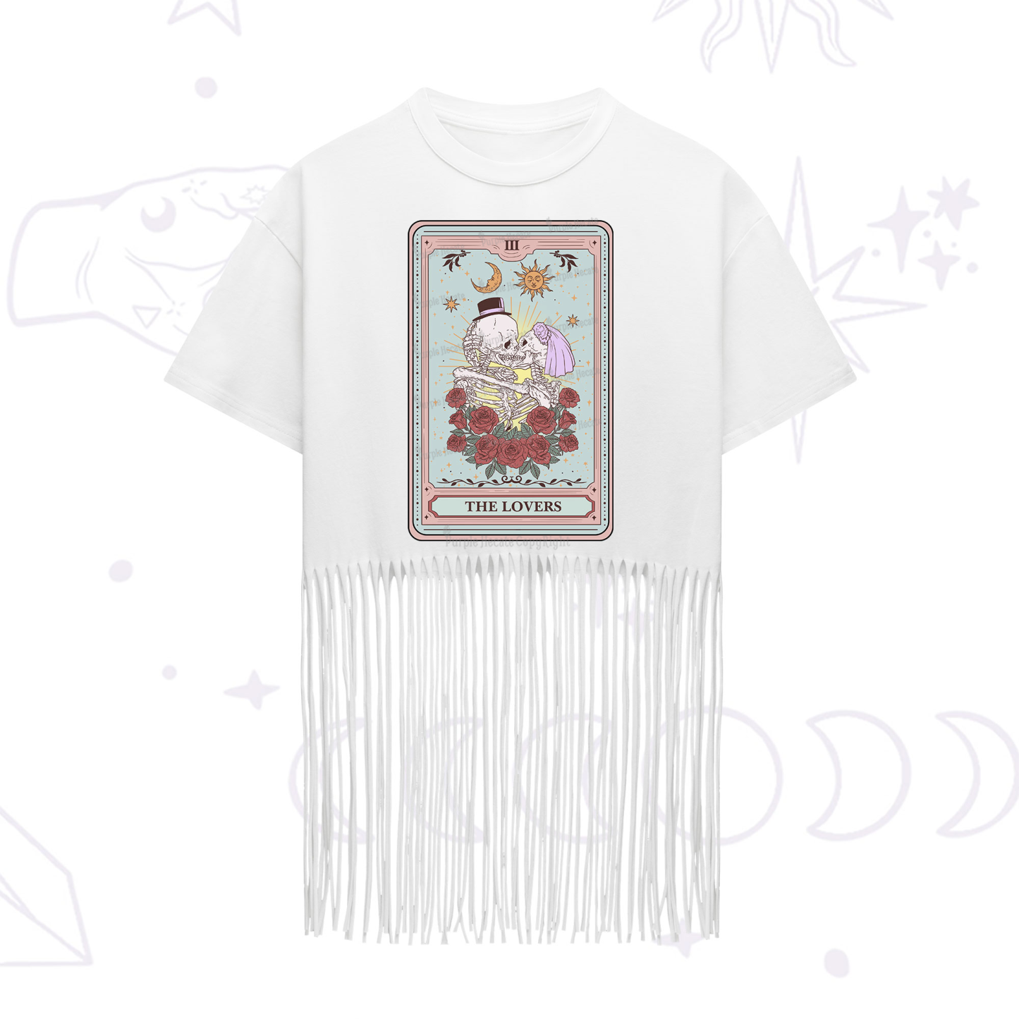 Purplehecate The Lovers Tarot Fringe Hem T-Shirt