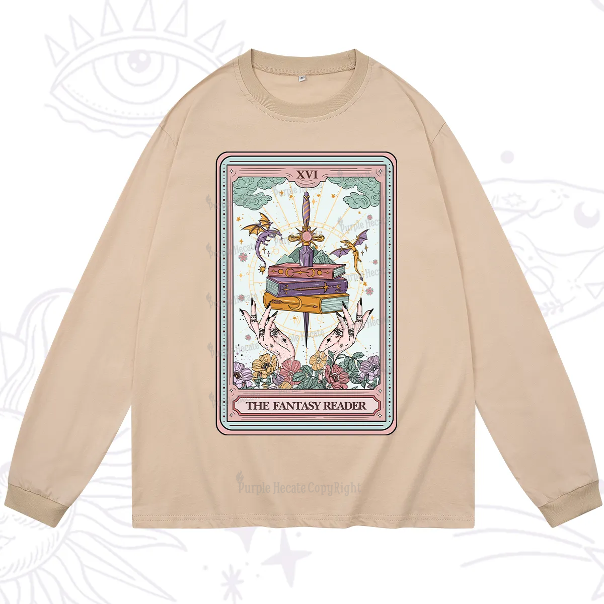 Purplehecate The Fantasy Reader Tarot Long Sleeve T-Shirt