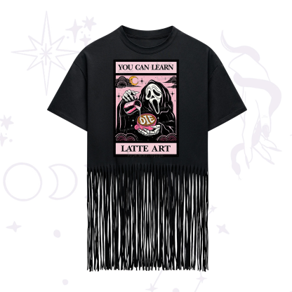 Purplehecate The You Can Learn Latte Art Oracle Card Fringe Hem T-Shirt