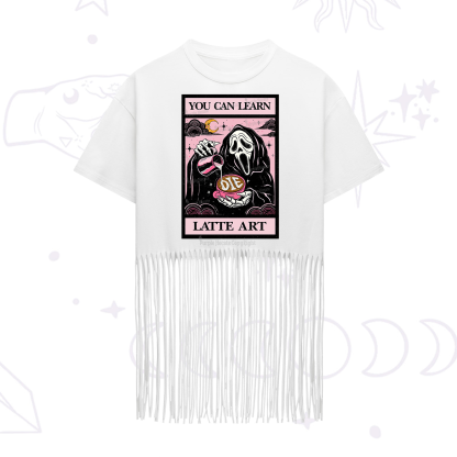 Purplehecate The You Can Learn Latte Art Oracle Card Fringe Hem T-Shirt
