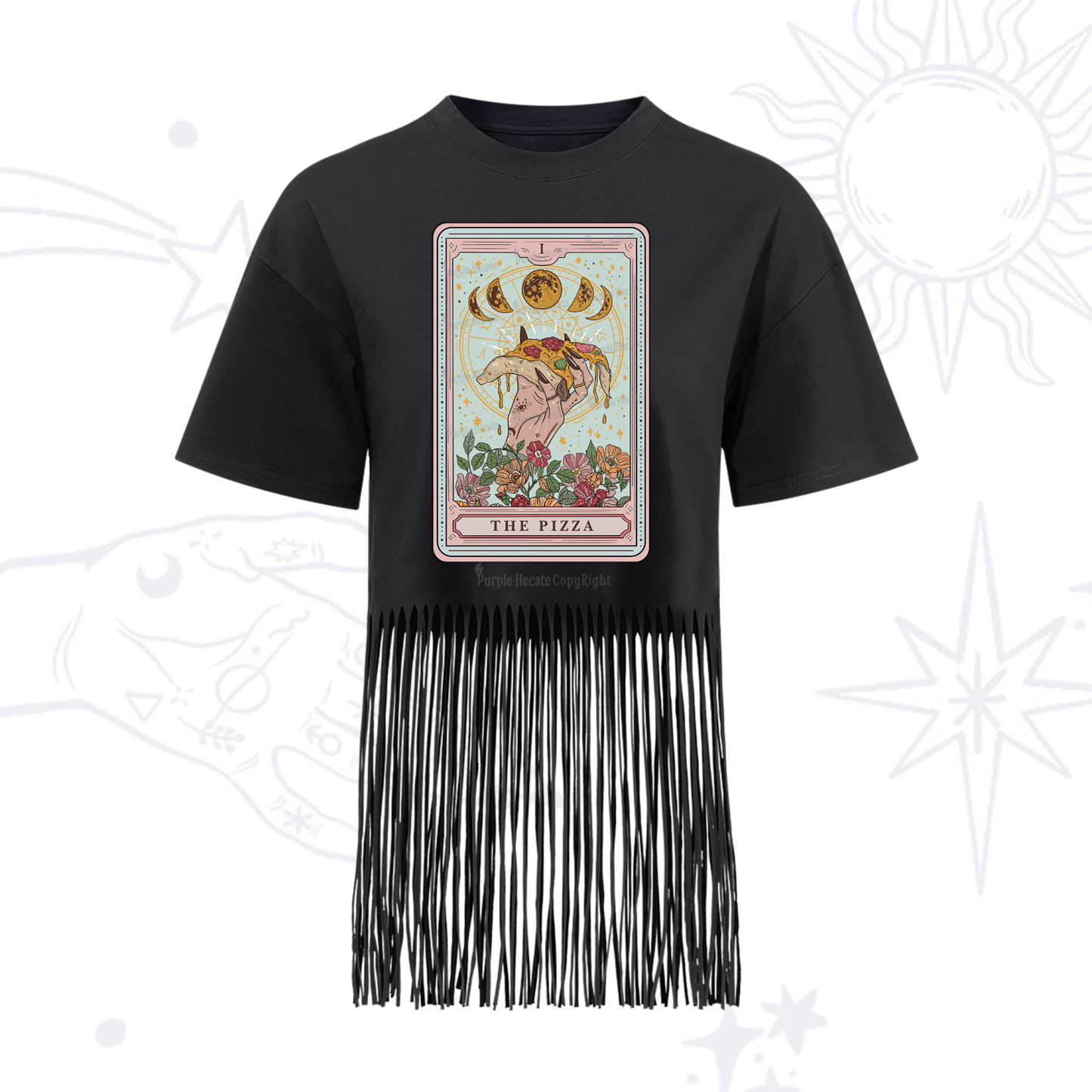 Purplehecate The Pizza Tarot Fringe Hem T-Shirt