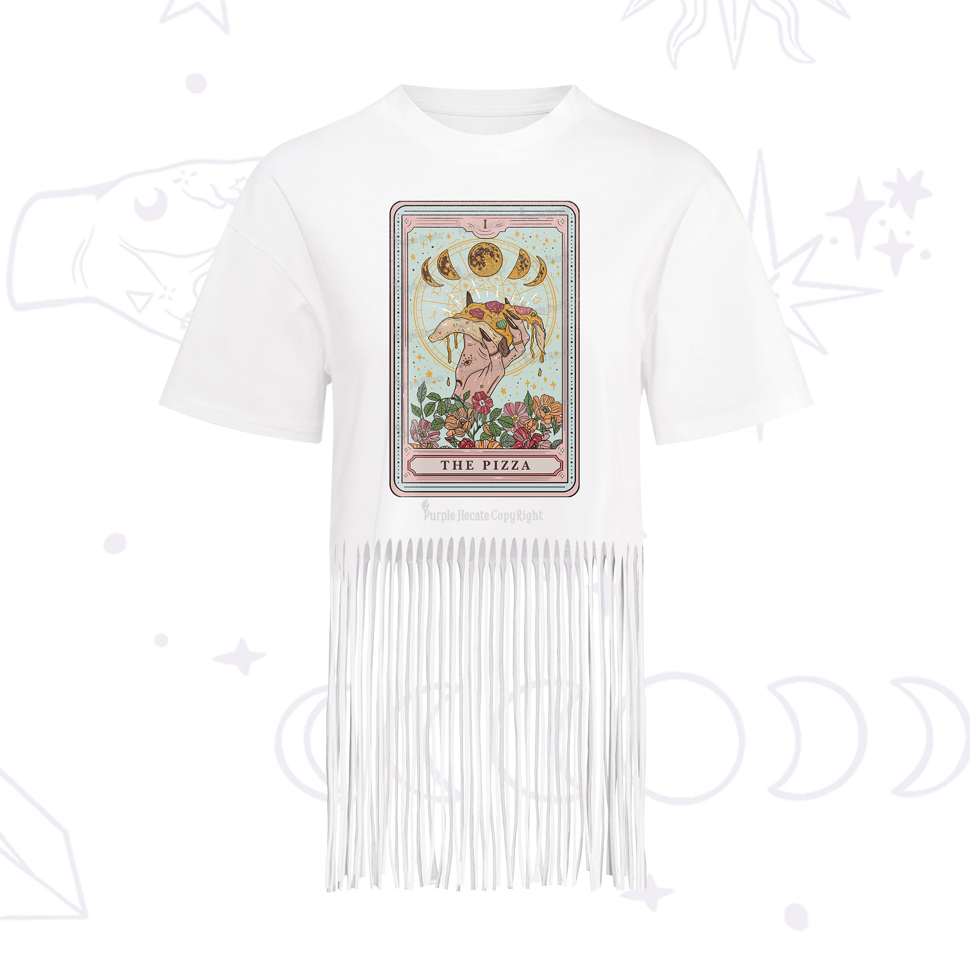 Purplehecate The Pizza Tarot Fringe Hem T-Shirt