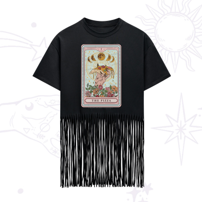 Purplehecate The Pizza Tarot Fringe Hem T-Shirt
