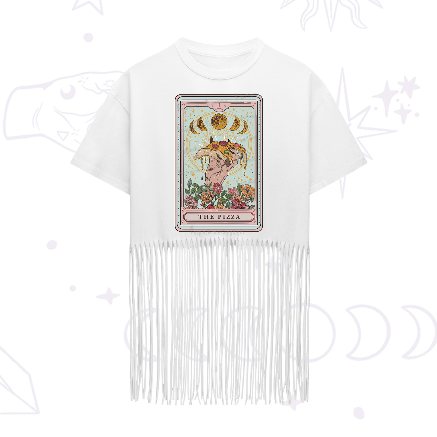 Purplehecate The Pizza Tarot Fringe Hem T-Shirt