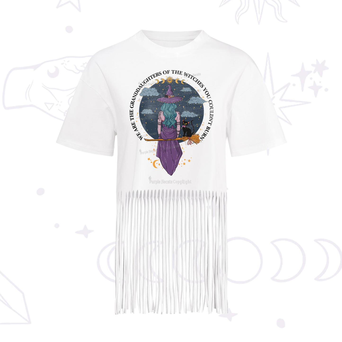 Purplehecate We Are the Granddaughters of the Witches You Could Not Burn Fringe Hem T-Shirt