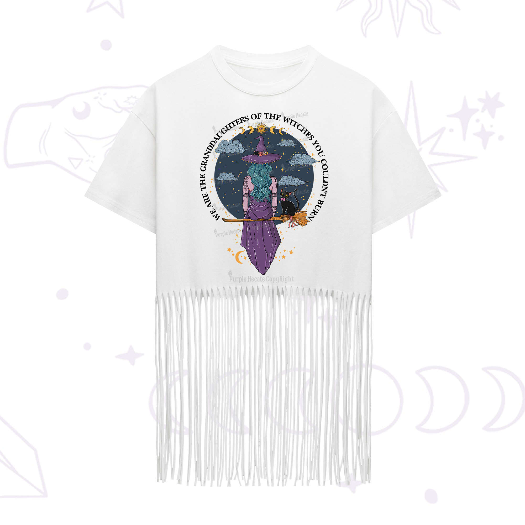 Purplehecate We Are the Granddaughters of the Witches You Could Not Burn Fringe Hem T-Shirt