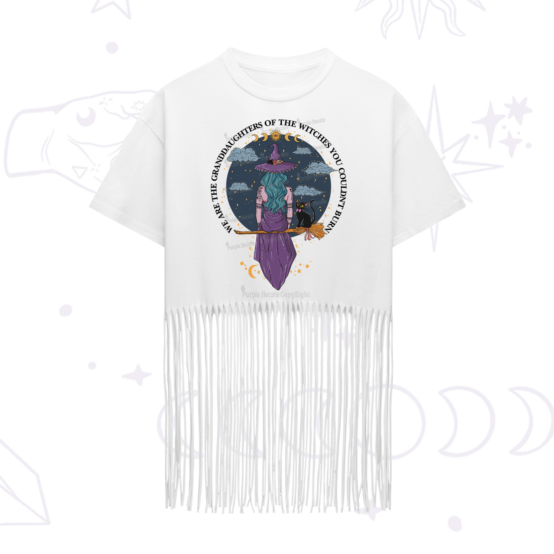 Purplehecate We Are the Granddaughters of the Witches You Could Not Burn Fringe Hem T-Shirt