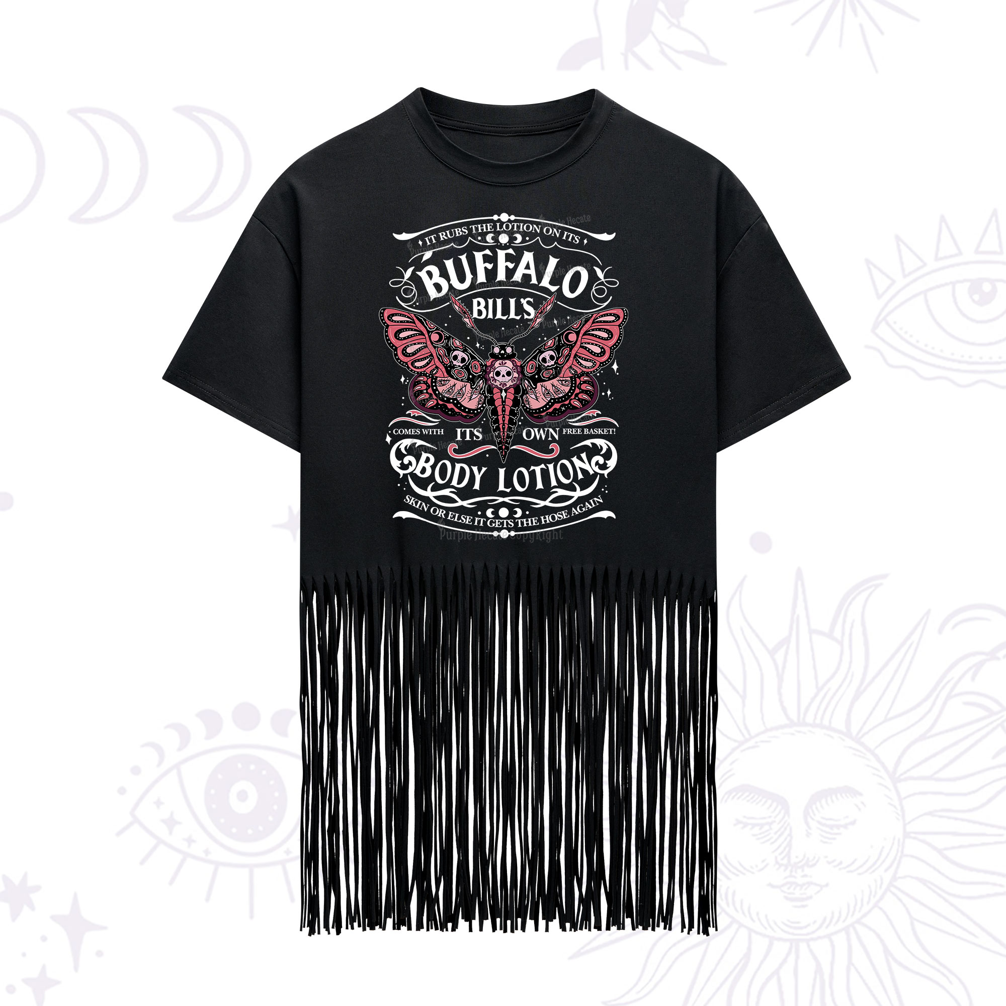 Purplehecate Buffalo Bill's Body Lotion Fringe Hem T-Shirt