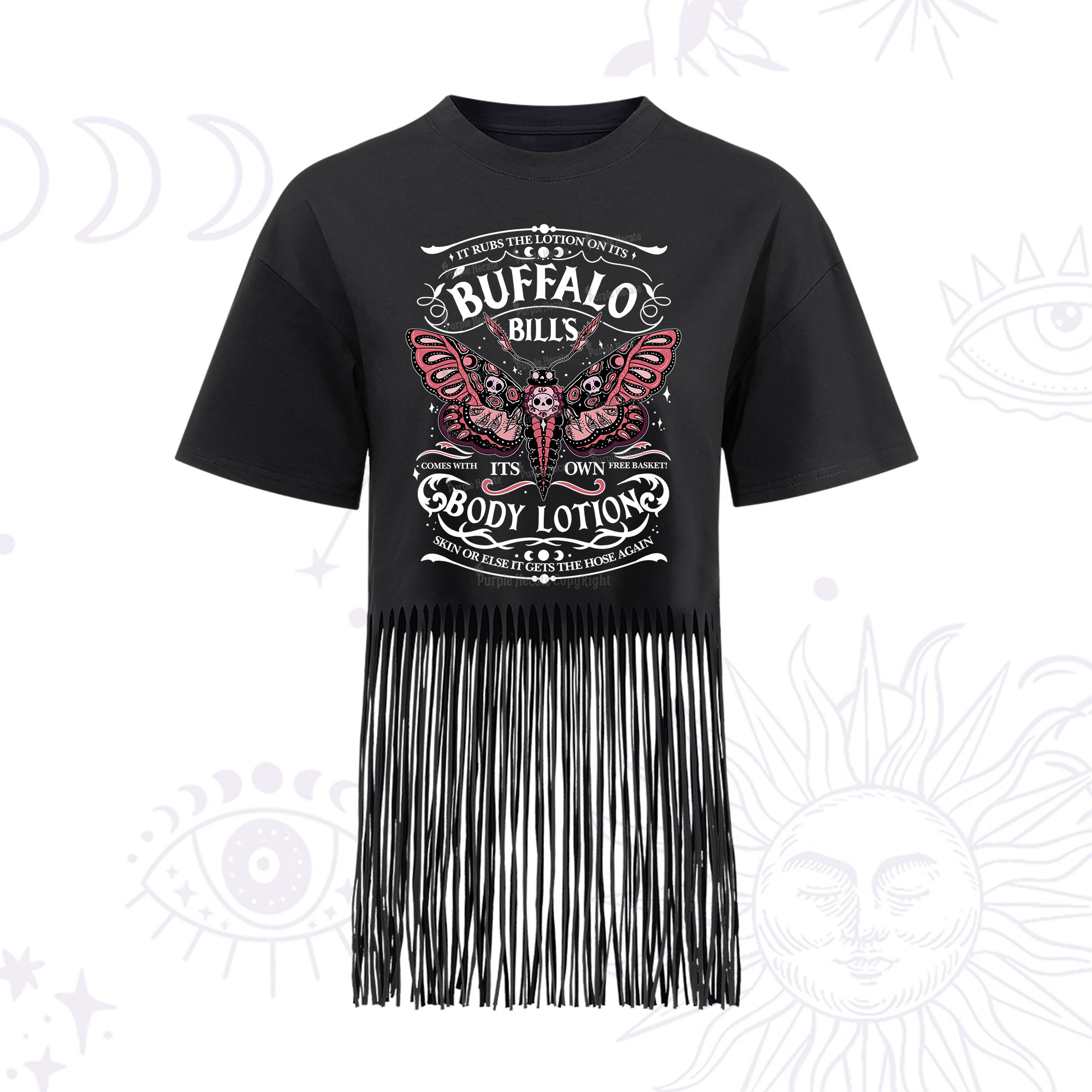 Purplehecate Buffalo Bill's Body Lotion Fringe Hem T-Shirt