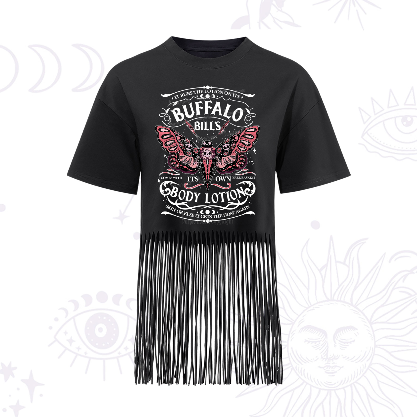 Purplehecate Buffalo Bill's Body Lotion Fringe Hem T-Shirt