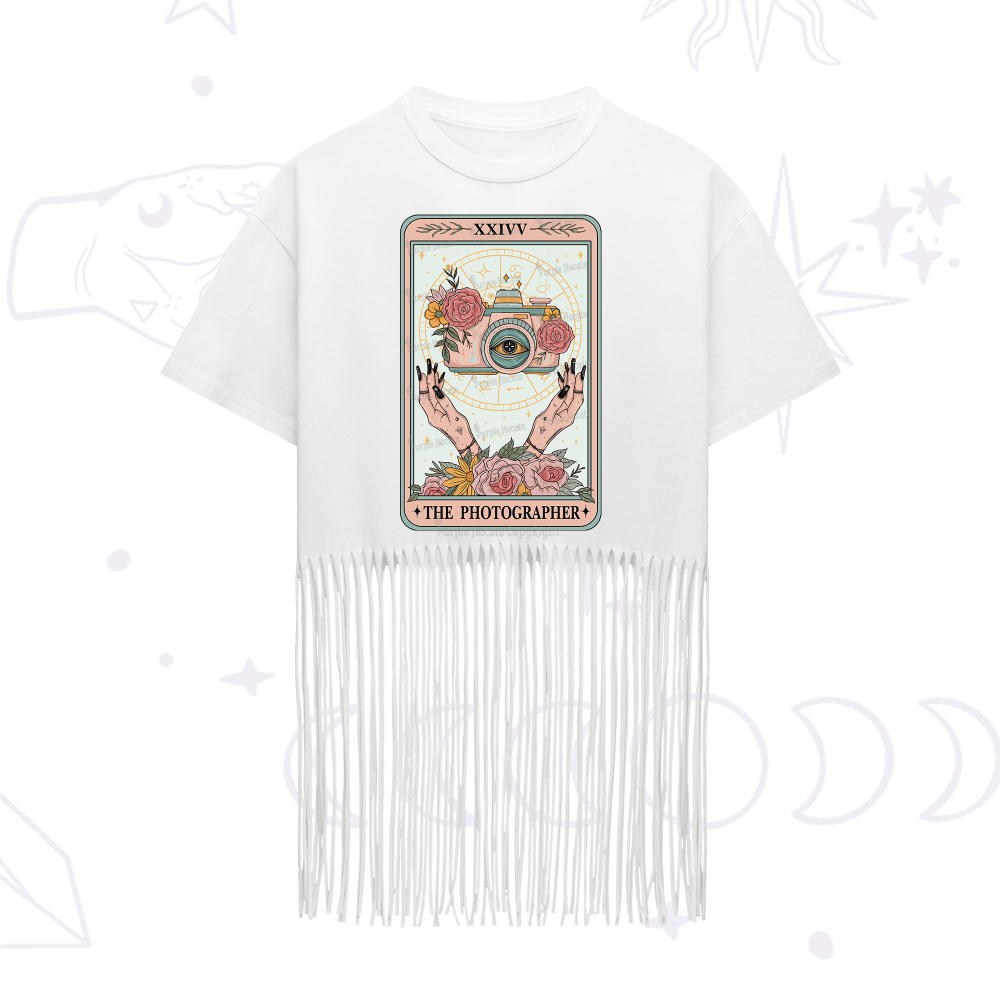 Purplehecate The Photographter Tarot Fringe Hem T-Shirt