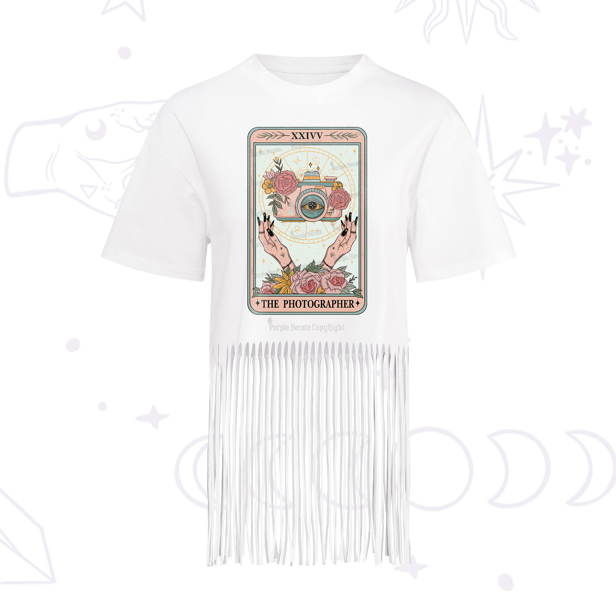 Purplehecate The Photographter Tarot Fringe Hem T-Shirt