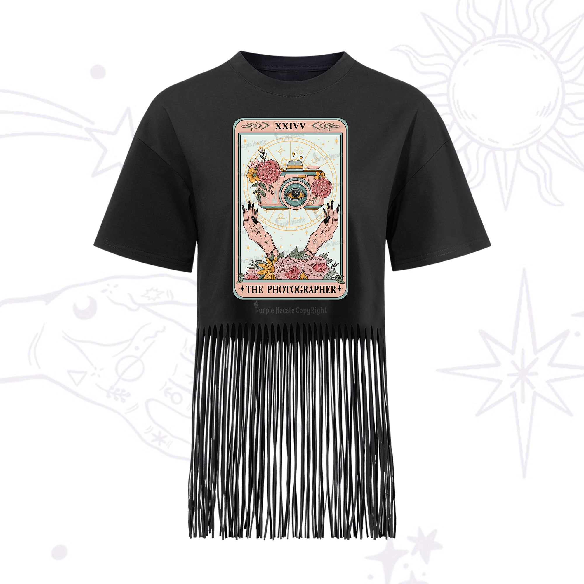 Purplehecate The Photographter Tarot Fringe Hem T-Shirt
