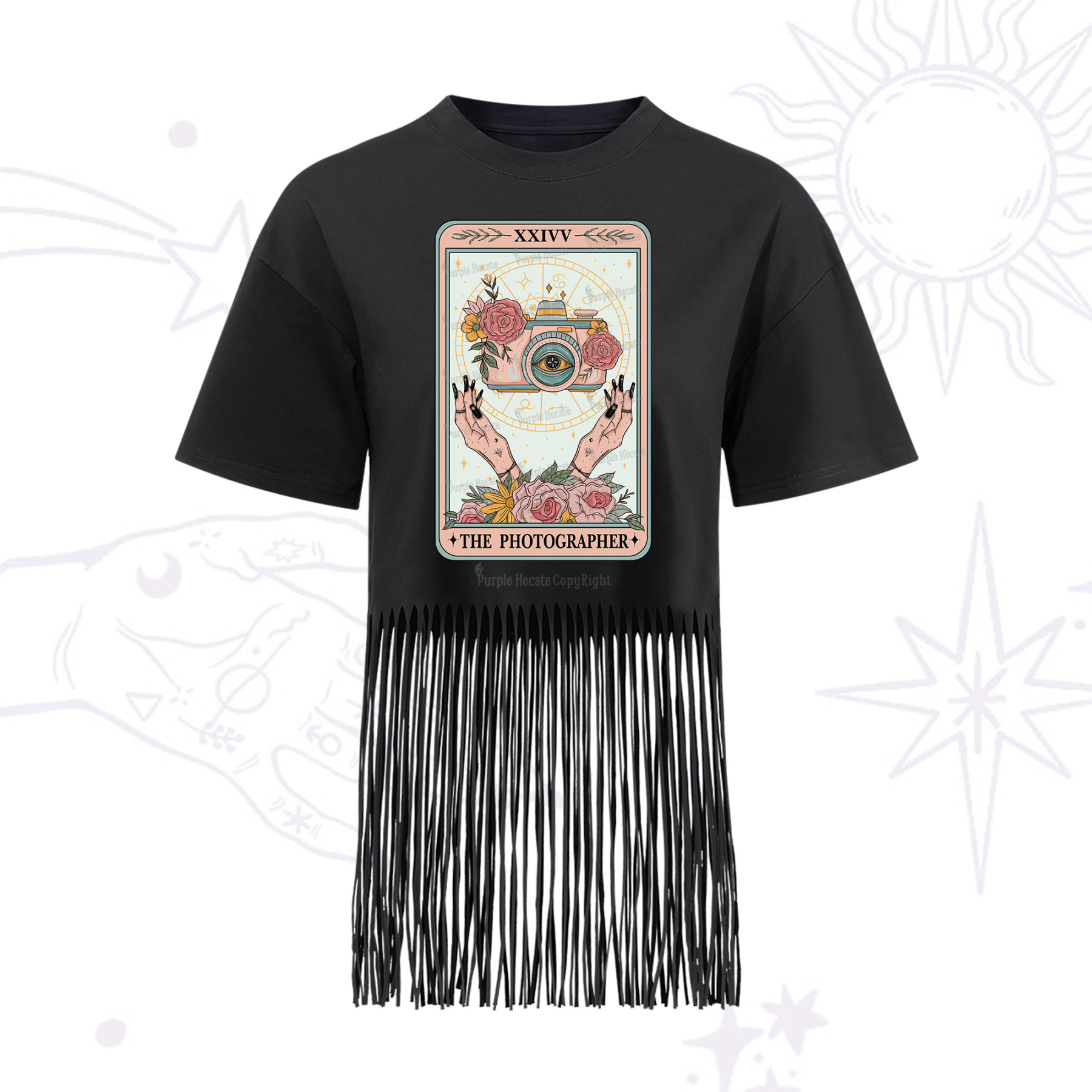 Purplehecate The Photographter Tarot Fringe Hem T-Shirt