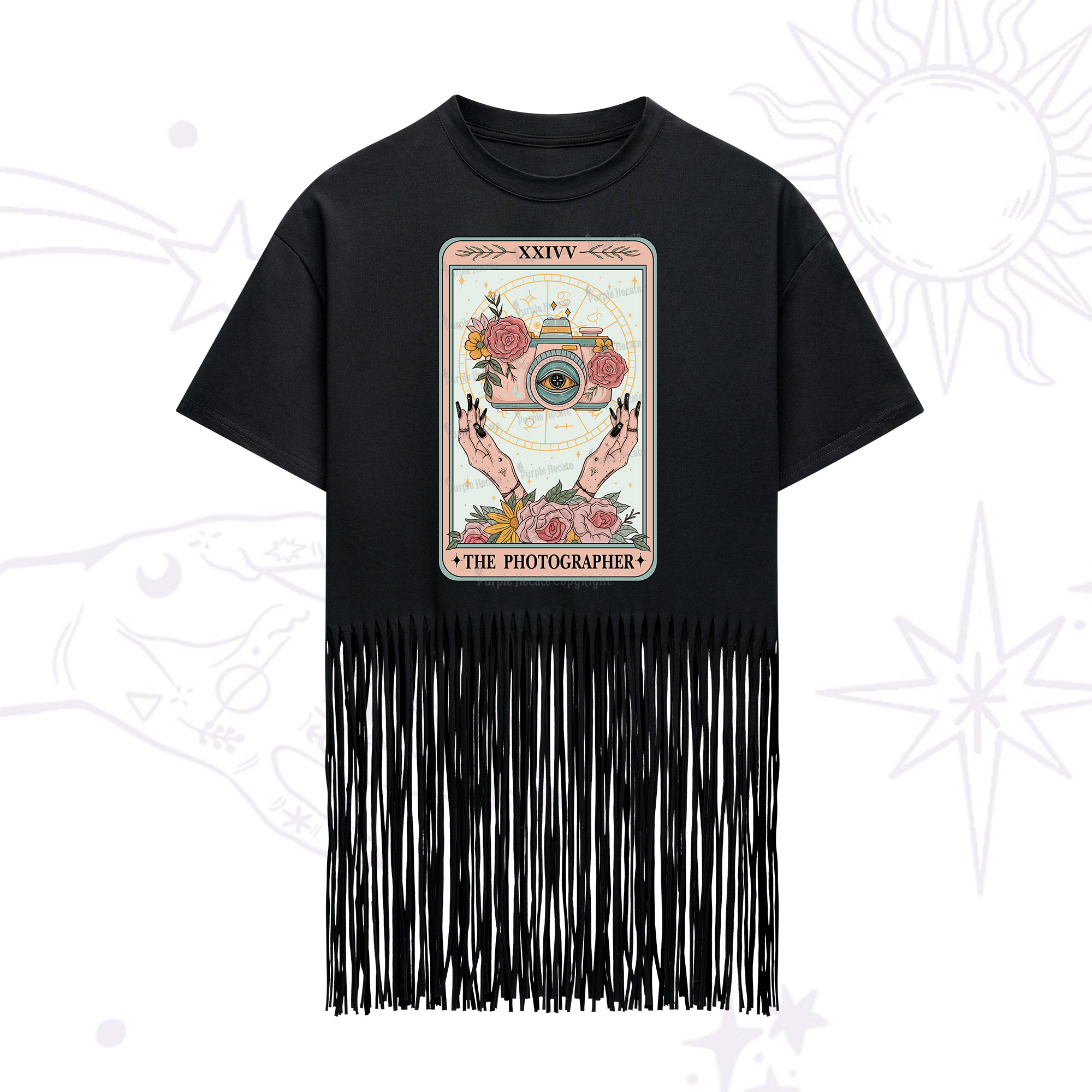 Purplehecate The Photographter Tarot Fringe Hem T-Shirt