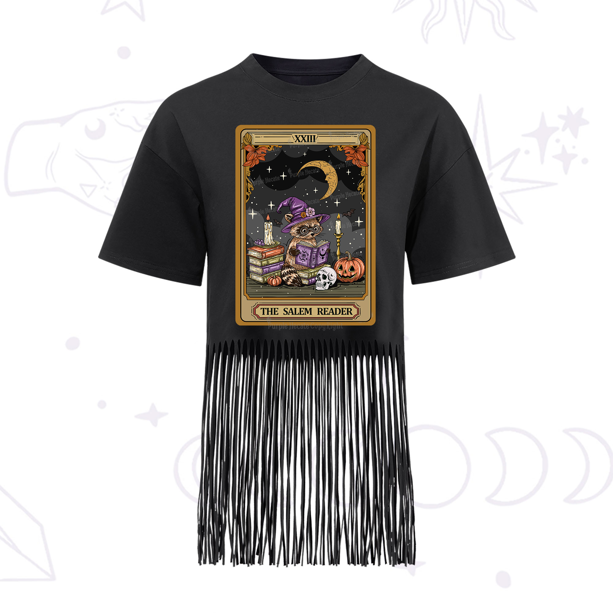 Purplehecate The Salem Reader Tarot Fringe Hem T-Shirt