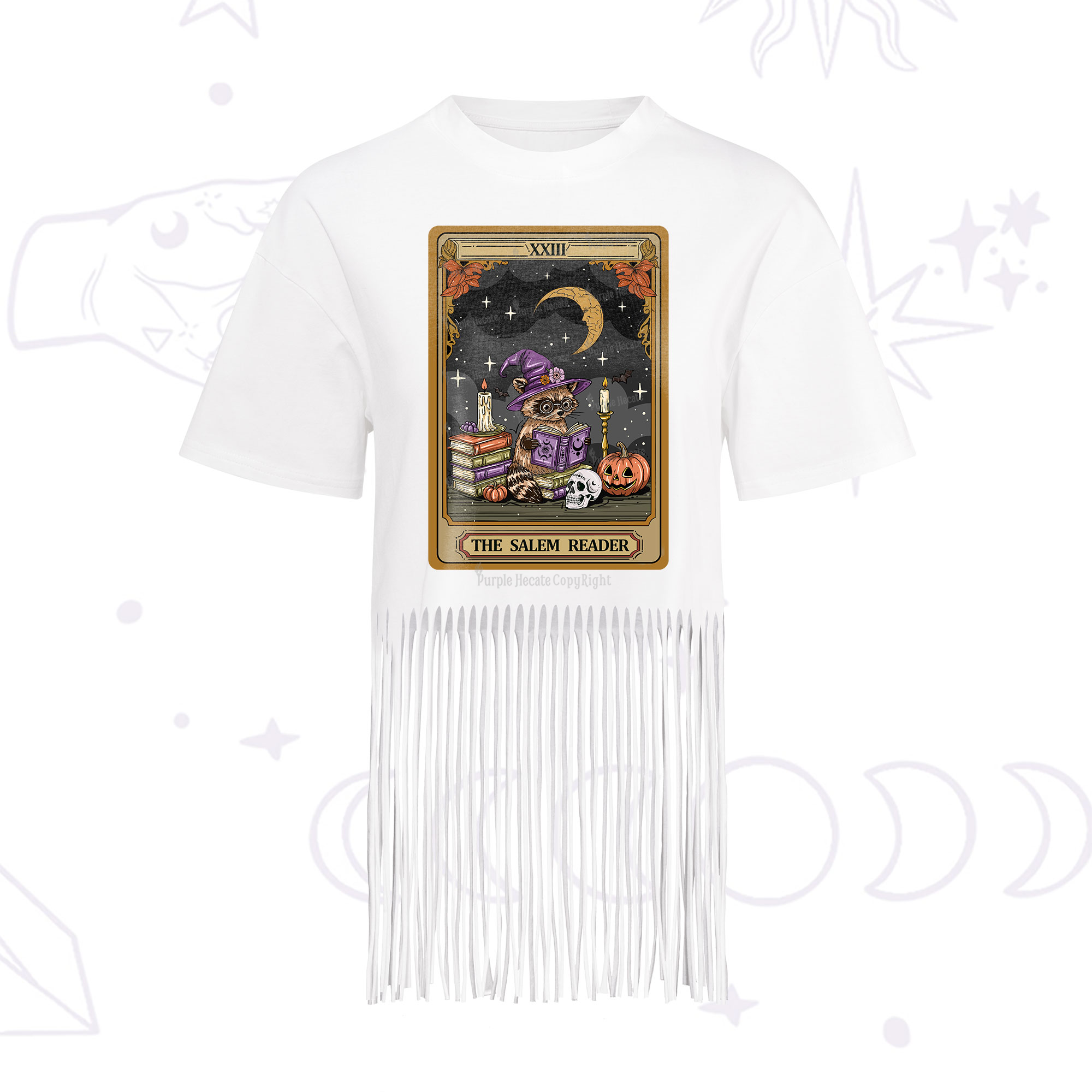 Purplehecate The Salem Reader Tarot Fringe Hem T-Shirt