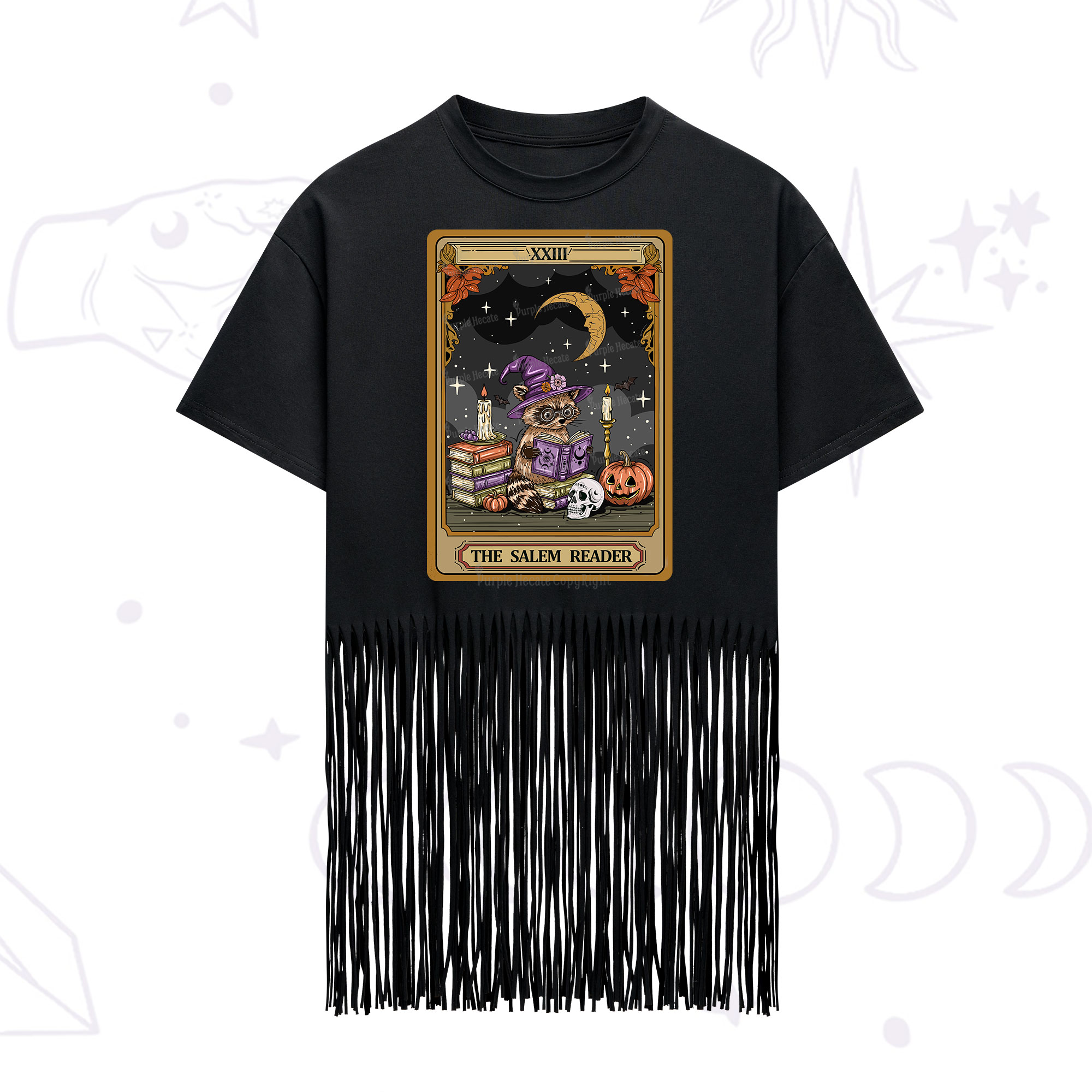 Purplehecate The Salem Reader Tarot Fringe Hem T-Shirt