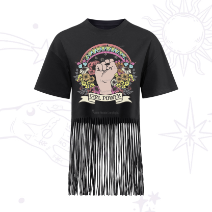 Purplehecate Girl Power Fringe Hem T-Shirt