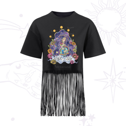 Purplehecate Mother Ship Fringe Hem T-Shirt