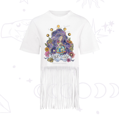 Purplehecate Mother Ship Fringe Hem T-Shirt