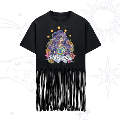 Purplehecate Mother Ship Fringe Hem T-Shirt