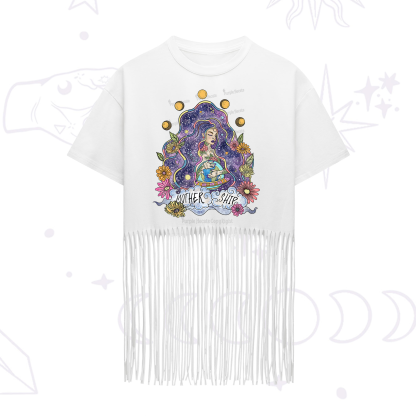 Purplehecate Mother Ship Fringe Hem T-Shirt