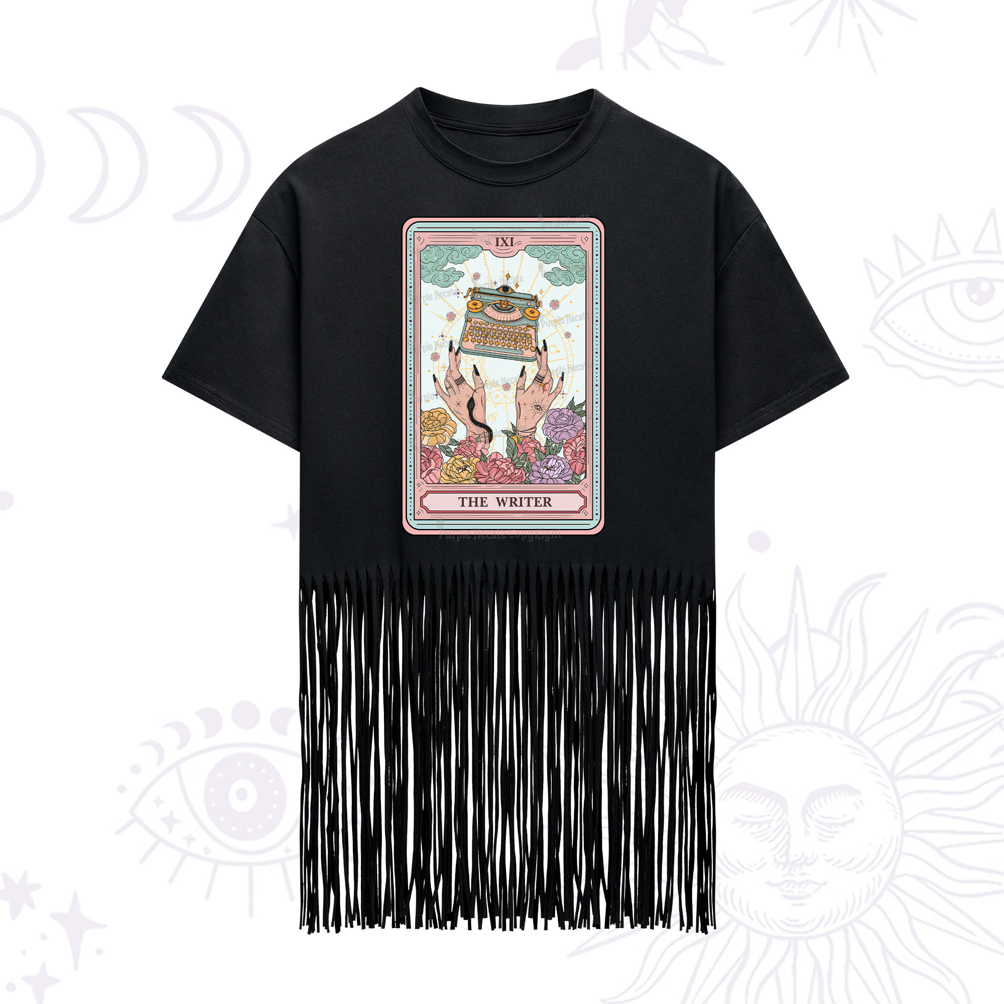 Purplehecate The Writer Tarot Card Fringe Hem T-Shirt