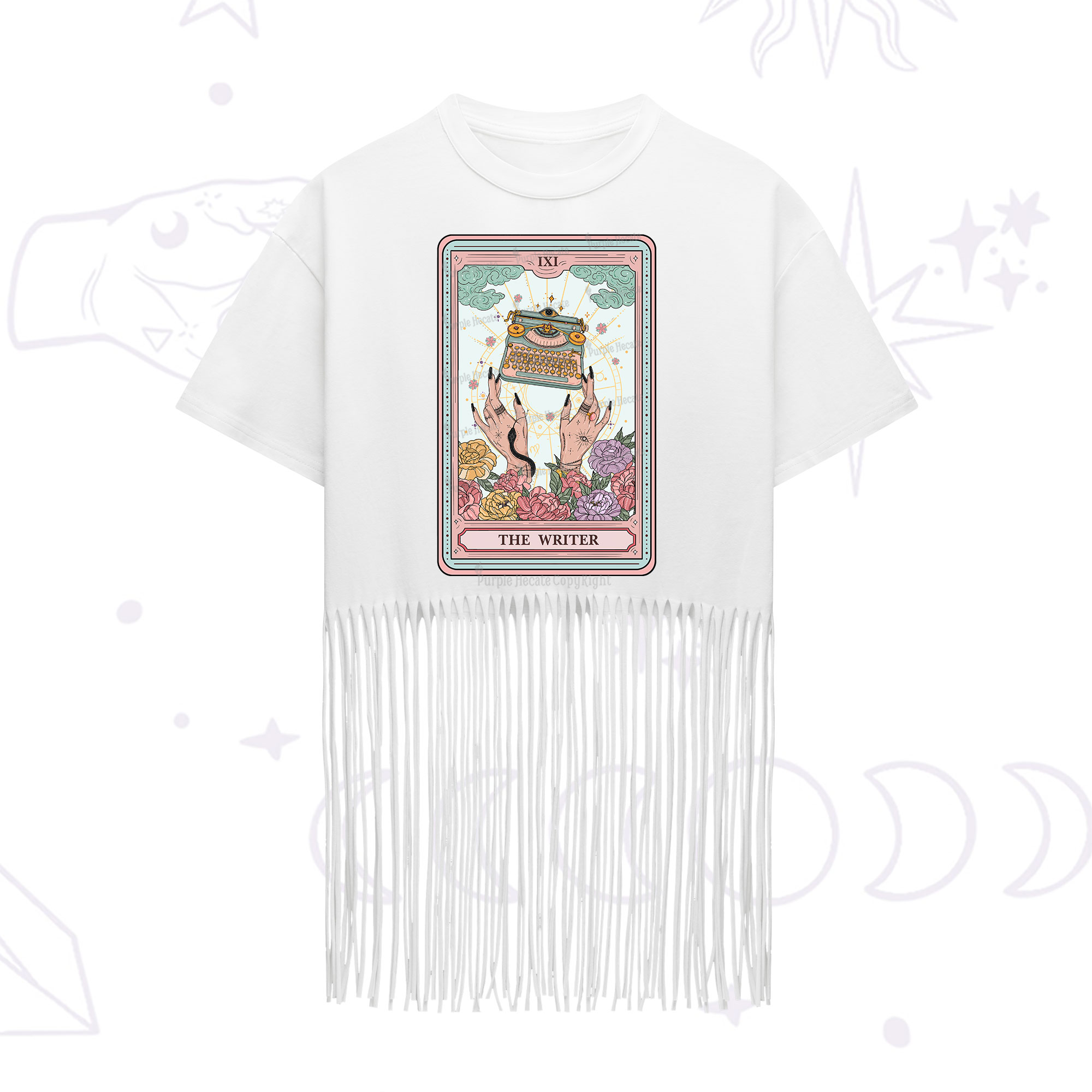 Purplehecate The Writer Tarot Card Fringe Hem T-Shirt