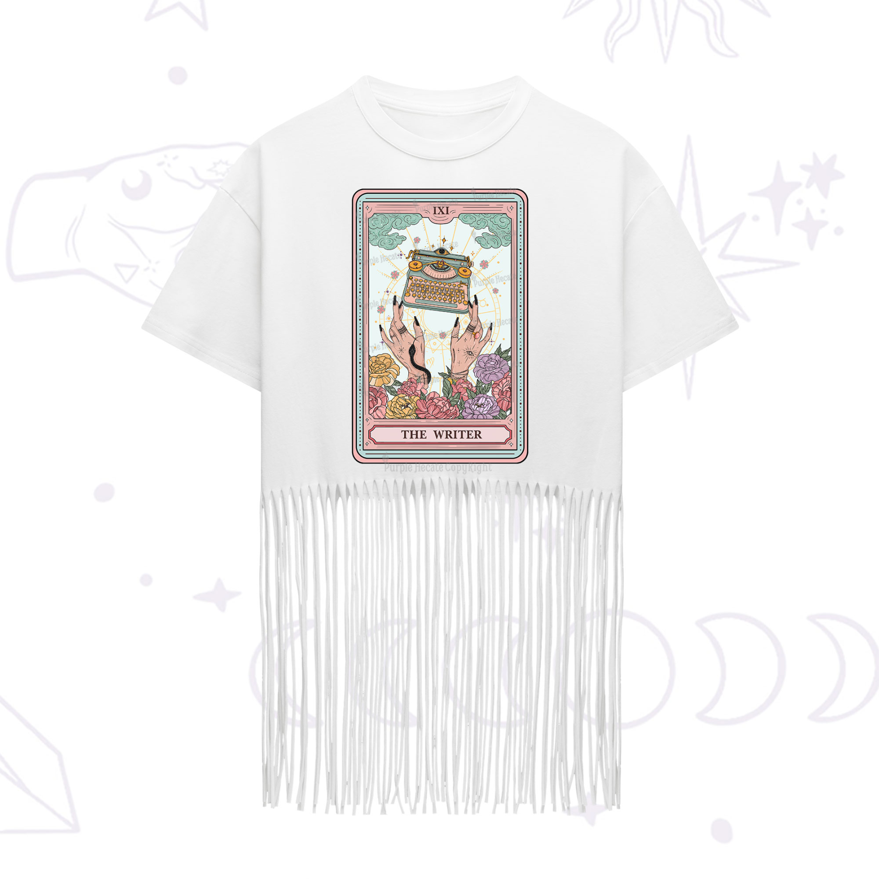 Purplehecate The Writer Tarot Card Fringe Hem T-Shirt