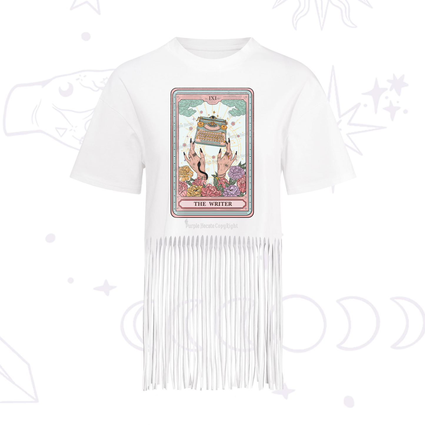 Purplehecate The Writer Tarot Card Fringe Hem T-Shirt