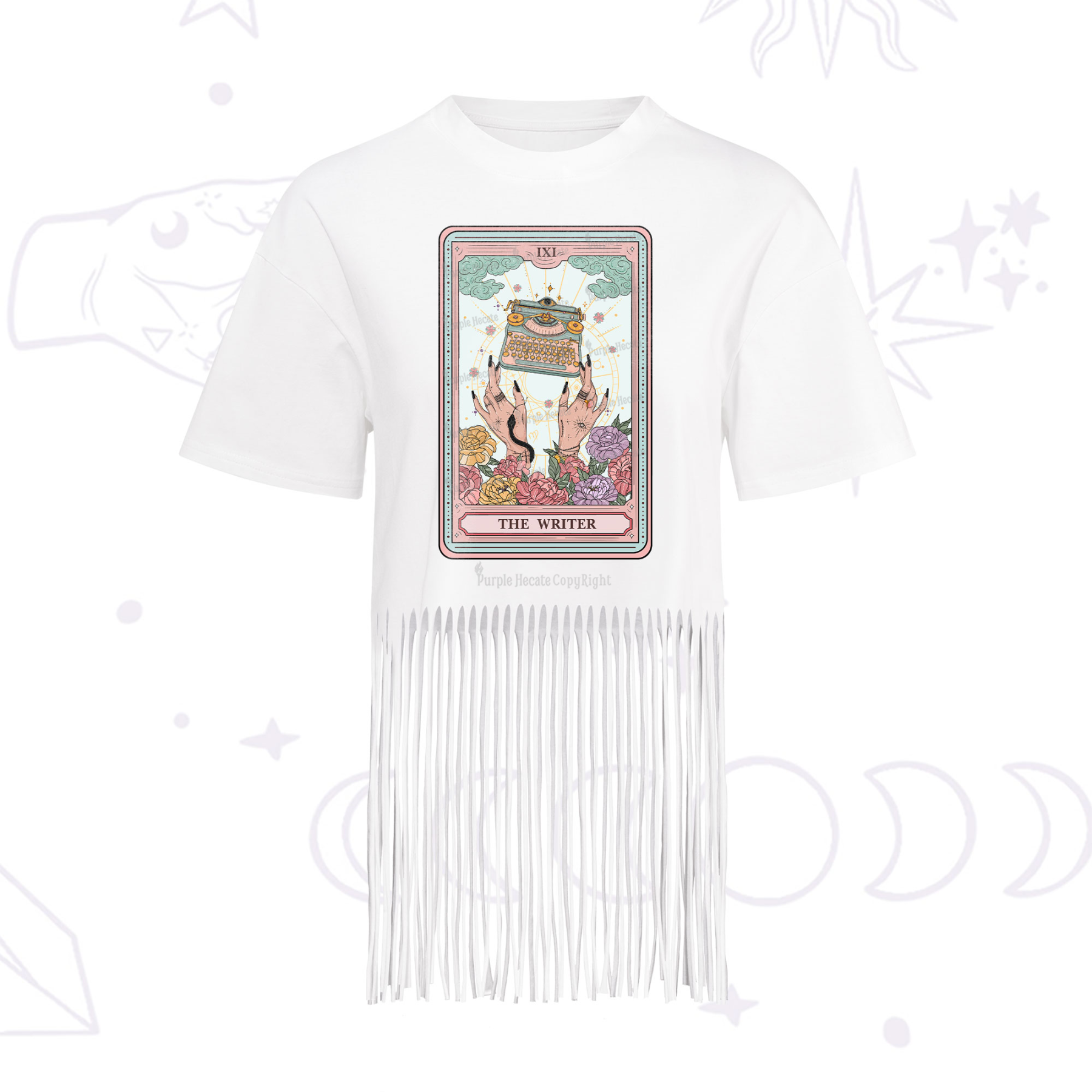 Purplehecate The Writer Tarot Card Fringe Hem T-Shirt