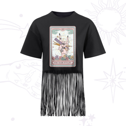 Purplehecate The Hair Stylist Tarot Fringe Hem T-Shirt