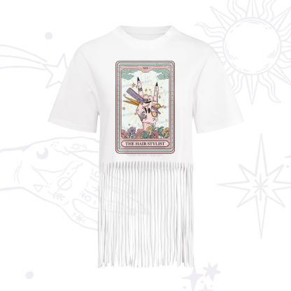 Purplehecate The Hair Stylist Tarot Fringe Hem T-Shirt