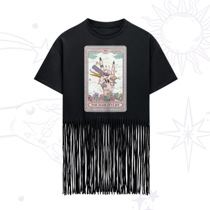 Purplehecate The Hair Stylist Tarot Fringe Hem T-Shirt