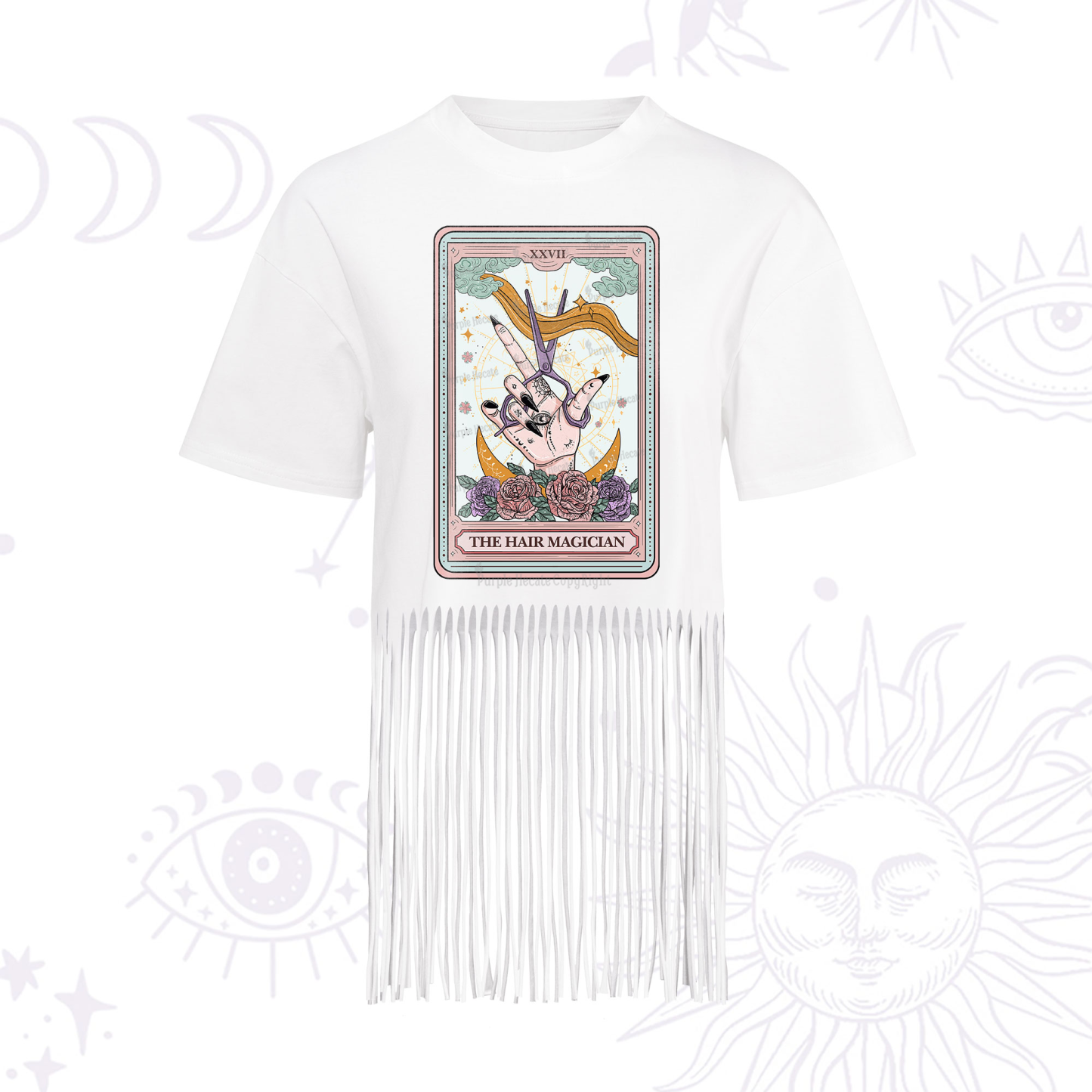 Purplehecate The Hair Magician Tarot Fringe Hem T-Shirt