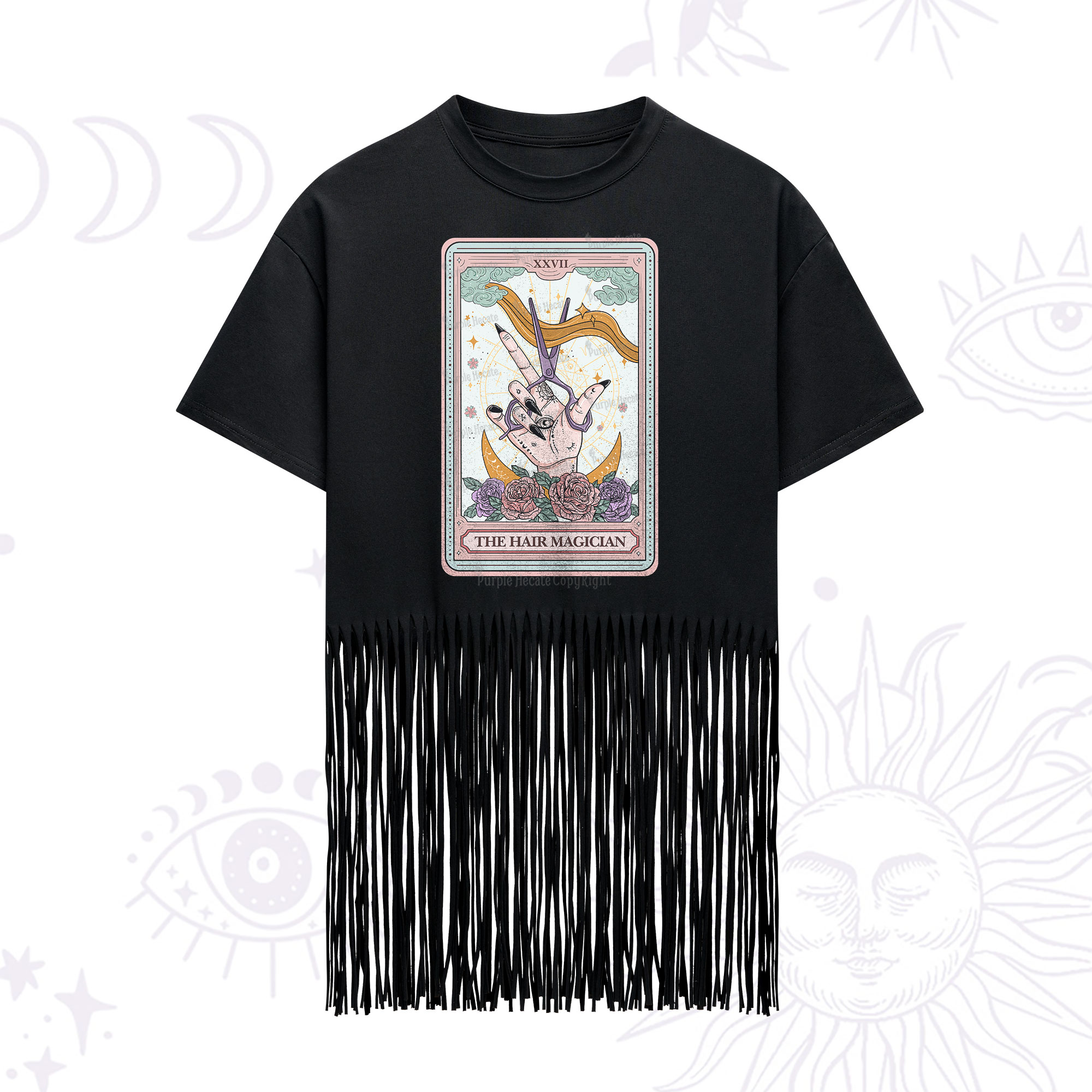Purplehecate The Hair Magician Tarot Fringe Hem T-Shirt