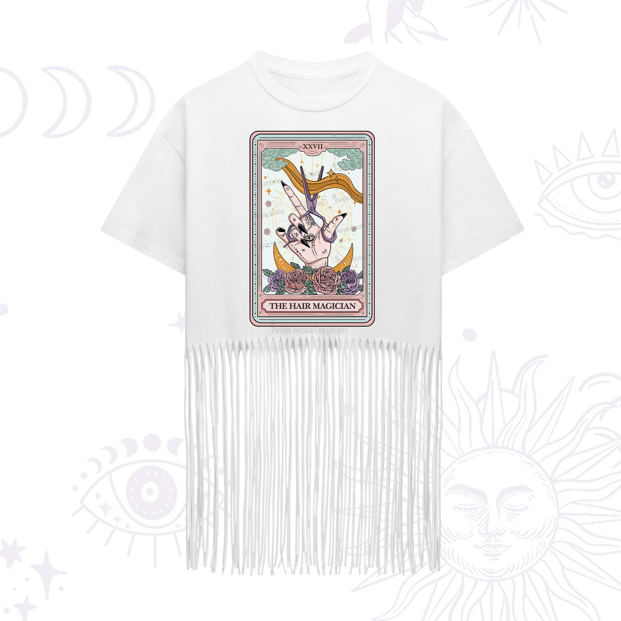 Purplehecate The Hair Magician Tarot Fringe Hem T-Shirt