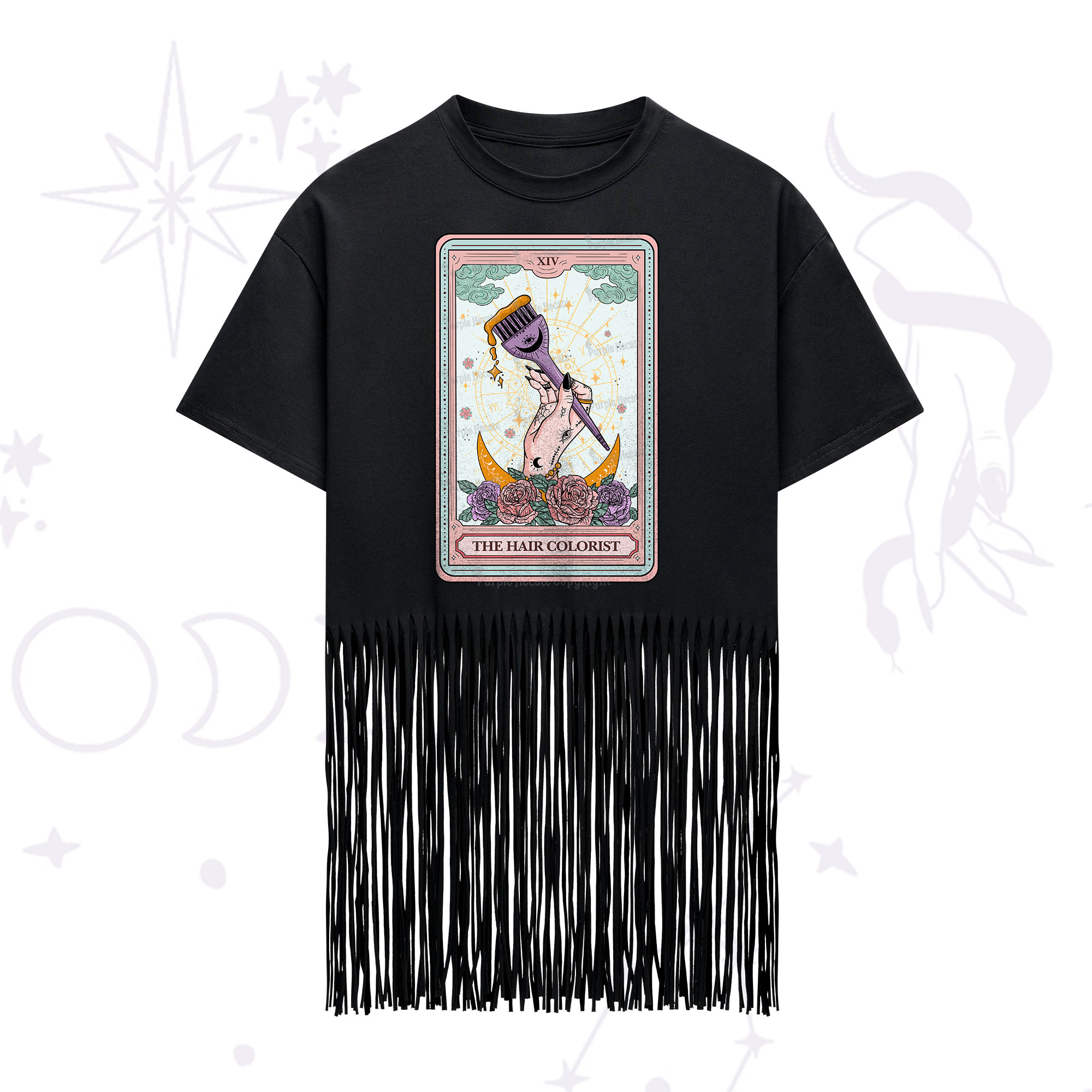 Purplehecate The Hair Colorist Tarot Fringe Hem T-Shirt