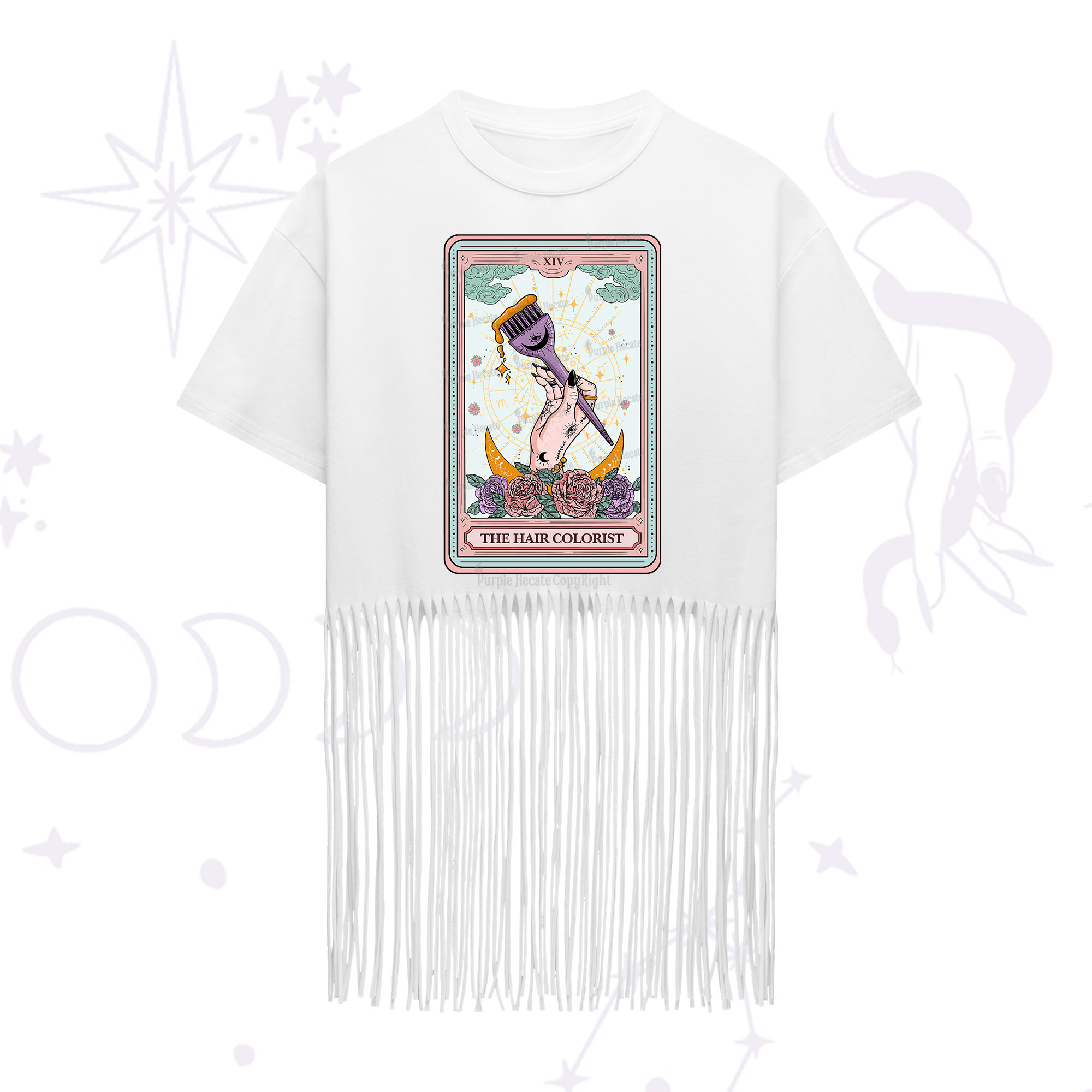 Purplehecate The Hair Colorist Tarot Fringe Hem T-Shirt