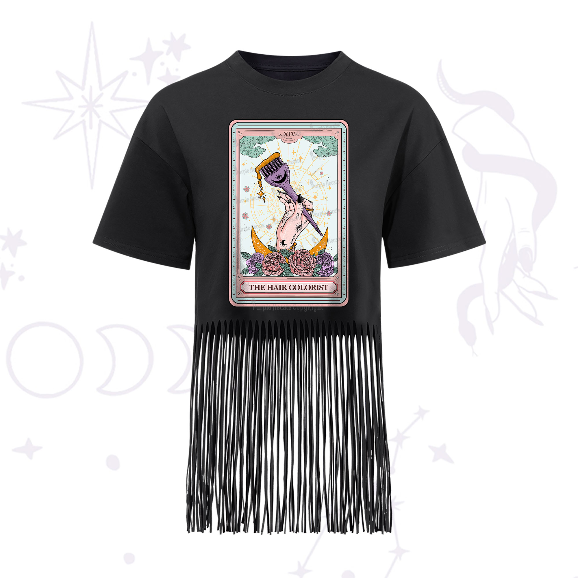 Purplehecate The Hair Colorist Tarot Fringe Hem T-Shirt
