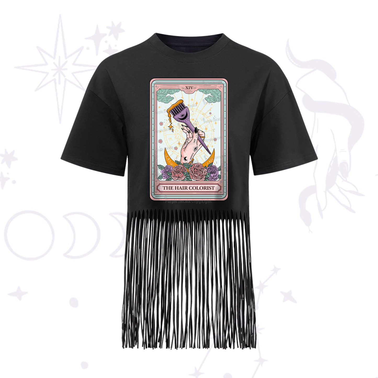 Purplehecate The Hair Colorist Tarot Fringe Hem T-Shirt