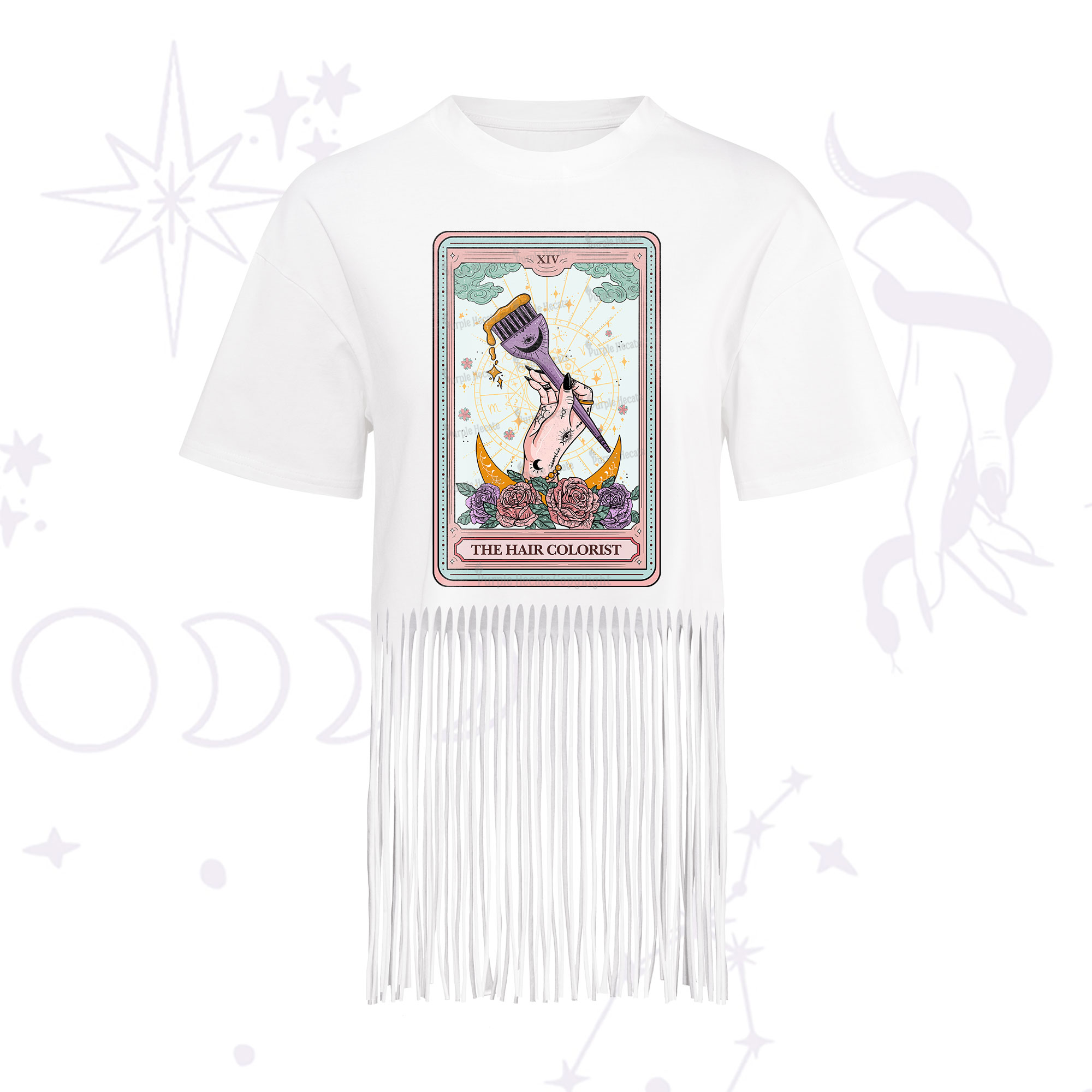 Purplehecate The Hair Colorist Tarot Fringe Hem T-Shirt